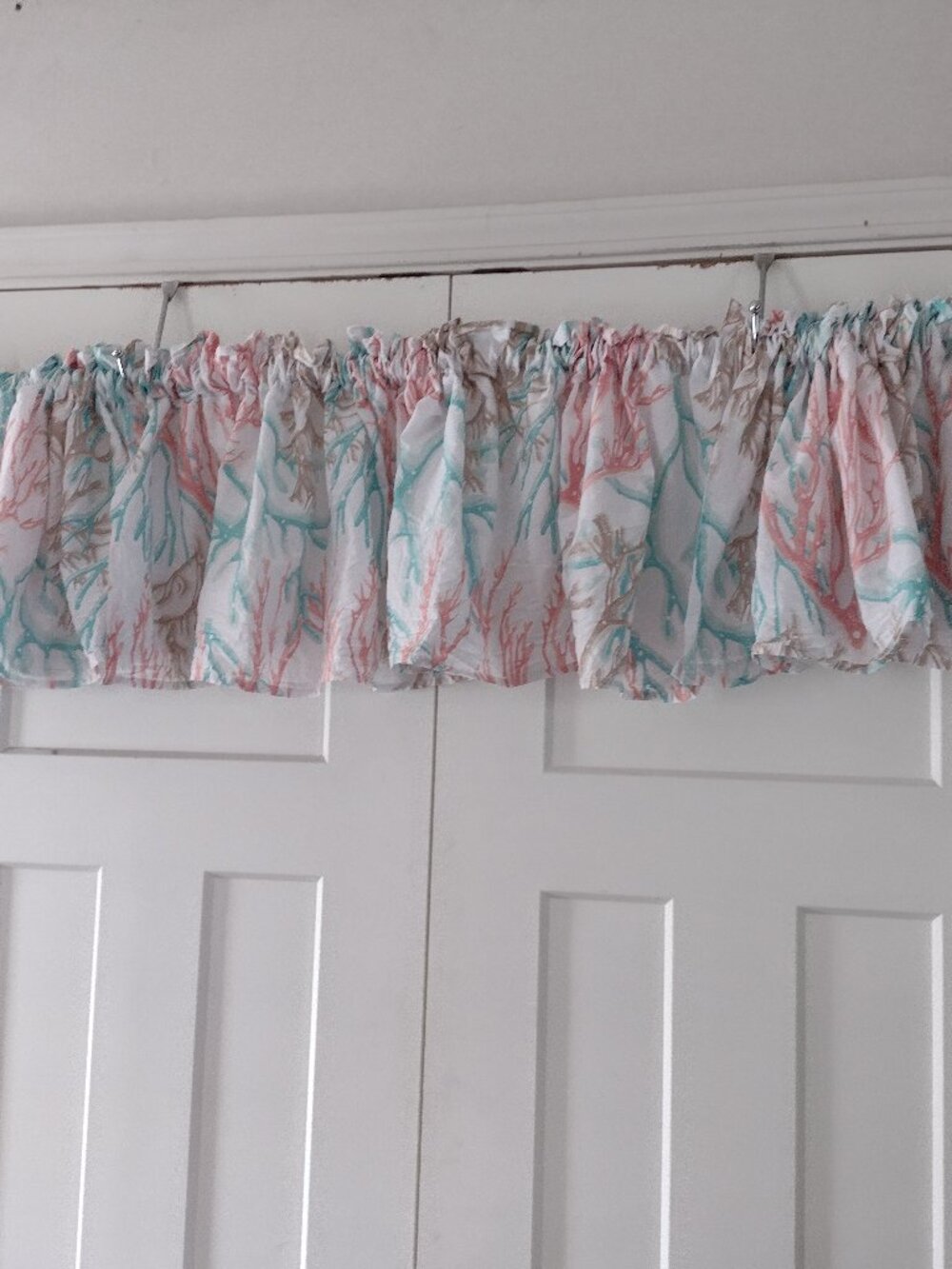 Set of 3 Nautical Valances of Multicolor Coral on a White Background - Picture 1 of 5